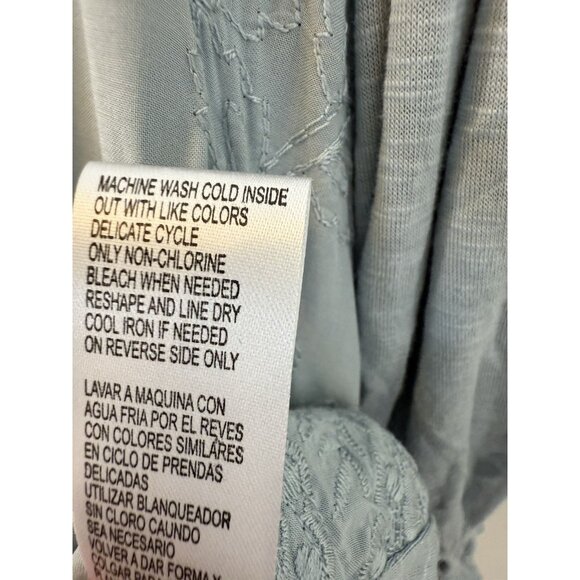 Democracy Embroidered 3/4 Sleeve Heather Muted Blue Small Blouse - Flawed - Picture 11 of 13